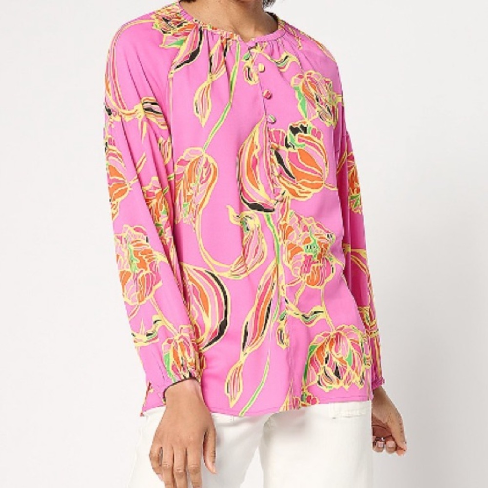 Belle by Kim Gravel Pink Floral Blouse